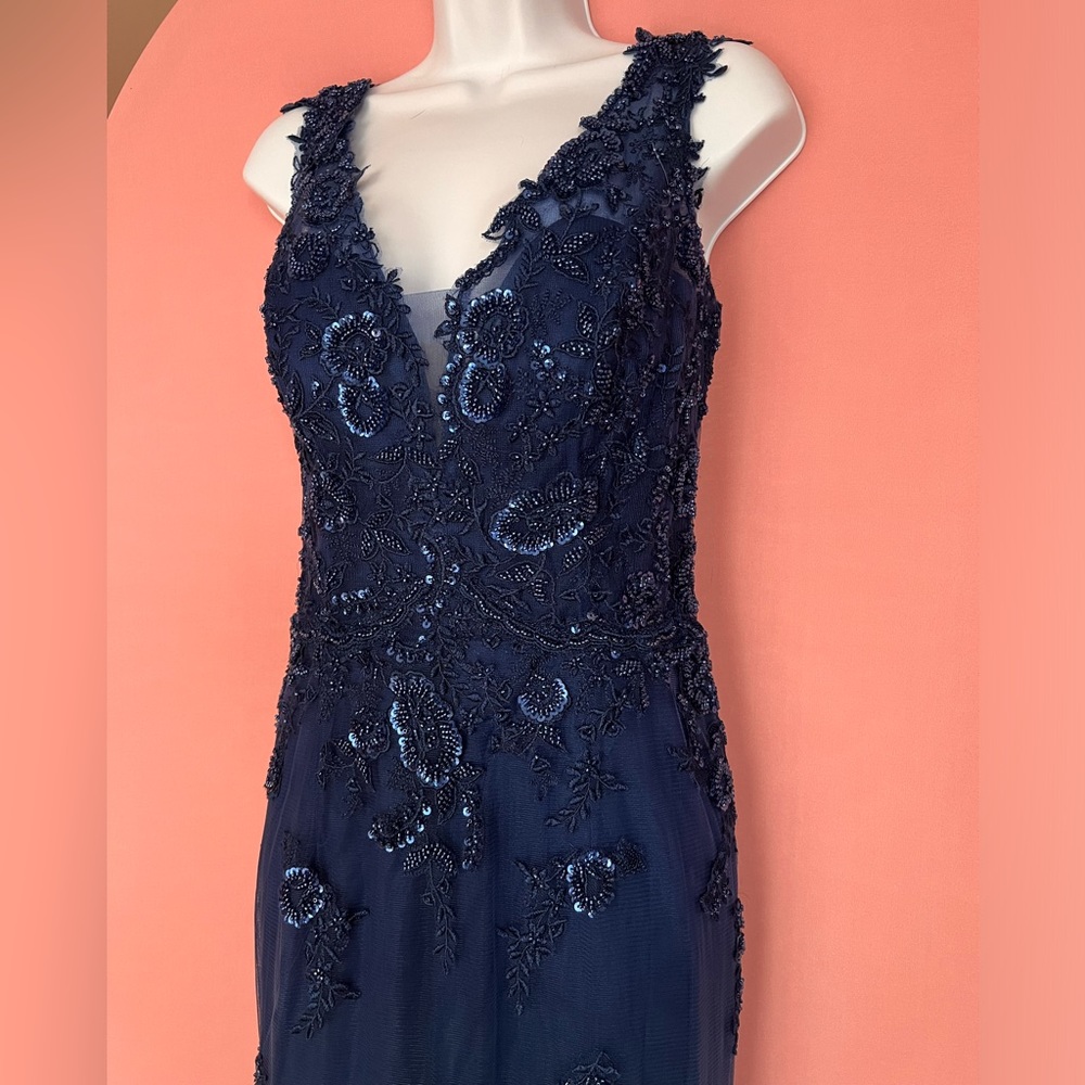 Montage by Mon Cheri M534 - Beaded Tulle Mother of the bride Navy Gown size 10 - Picture 14 of 14